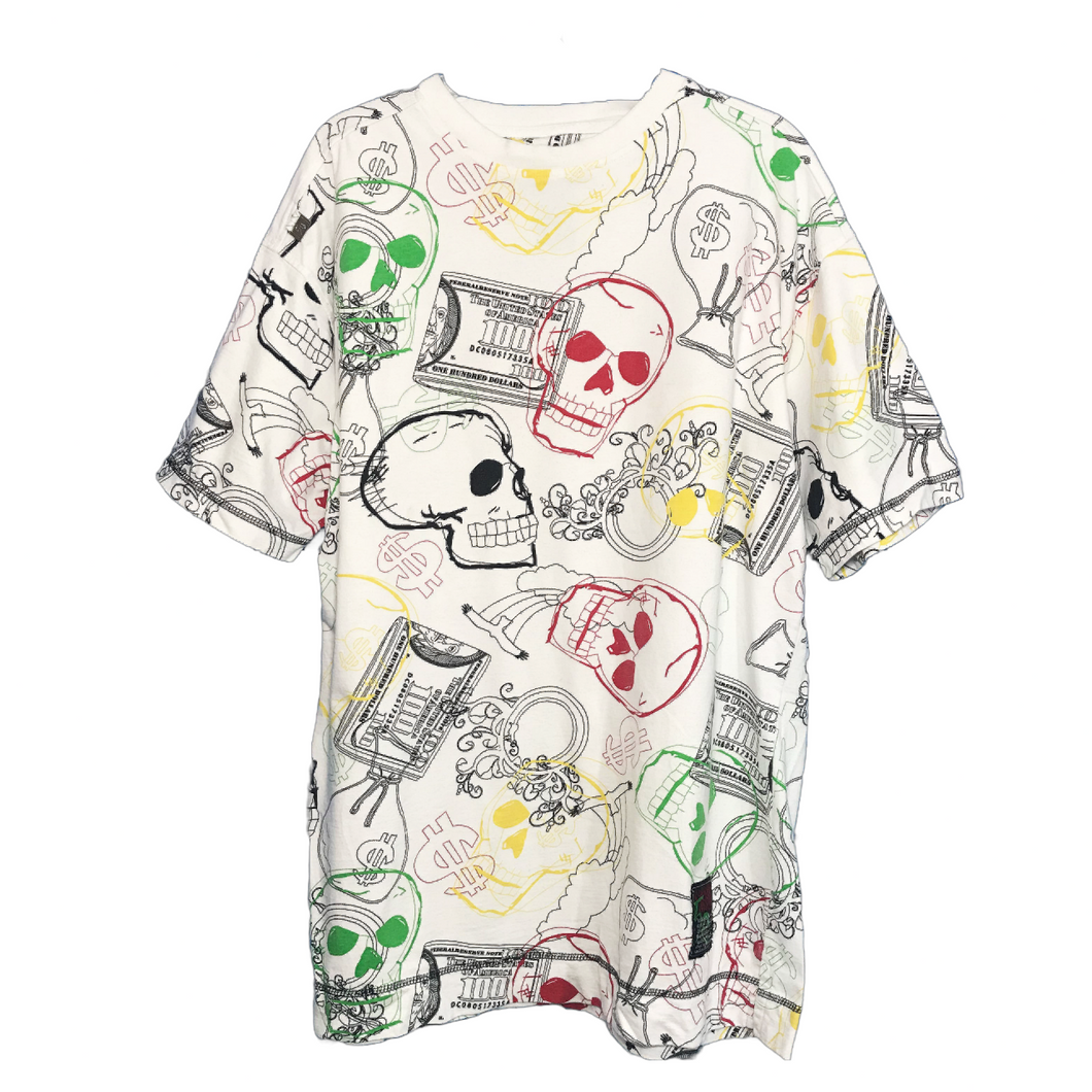 All Over Skulls Print T-Shirt (XXL)